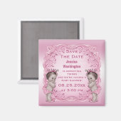  Twins Princess Baby shower Save the Date Magneet (Voorkant / Achterkant)