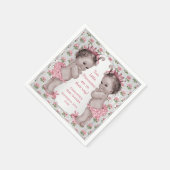 Twins  Princess Rozen Zilver Baby shower Servet (Hoek)