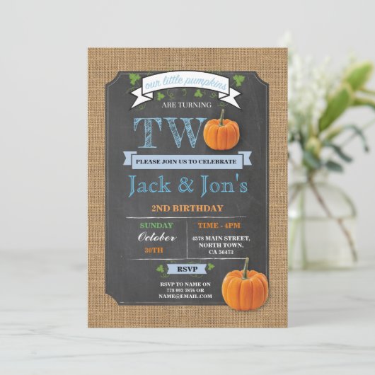 Twins Pumpkin 2e tweede tweedaagse feestdag Kaart (Staand voorkant)