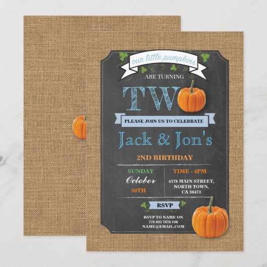 Twins Pumpkin 2e tweede tweedaagse feestdag Kaart (Voorkant / Achterkant)