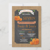 Twins Pumpkin Any Age Birthday Party Invitation Kaart (Voorkant)