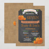 Twins Pumpkin Any Age Birthday Party Invitation Kaart (Voorkant / Achterkant)
