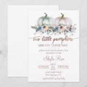 Twins Pumpkin Baby shower Invitation Kaart (Voorkant / Achterkant)