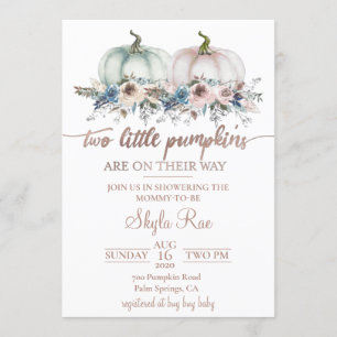 Twins Pumpkin Baby shower Invitation Kaart
