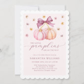 Twins Pumpkin Baby shower Invitation Kaart (Voorkant)