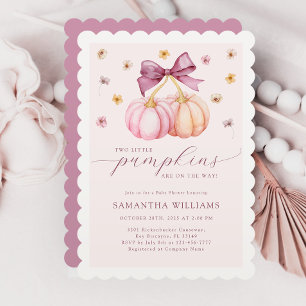 Twins Pumpkin Baby shower Invitation Kaart
