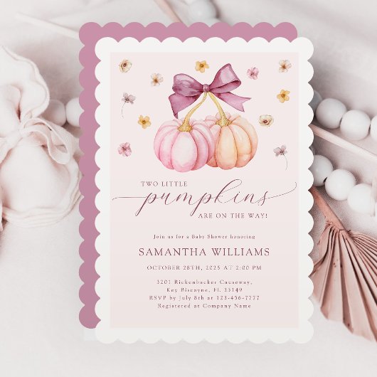 Twins Pumpkin Baby shower Invitation Kaart