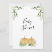 Twins Pumpkin Green Foliage Baby shower Invitation Kaart (Achterkant)