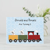 Twins (Puppies) Uitnodigingen voor verjaardagsfees (Staand voorkant)