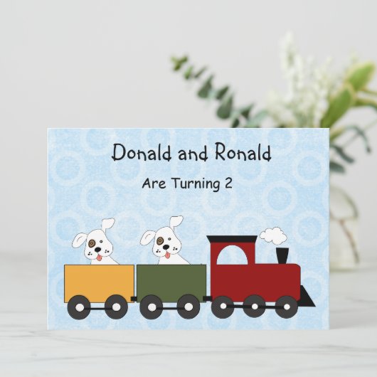 Twins (Puppies) Uitnodigingen voor verjaardagsfees (Staand voorkant)