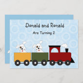 Twins (Puppies) Uitnodigingen voor verjaardagsfees (Voorkant / Achterkant)