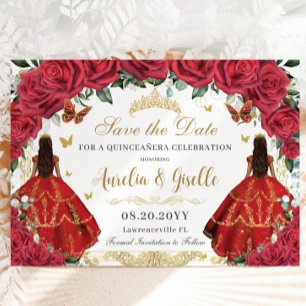 Twins Quinceañera Prinsessen Rode Rozen Bloemrijk  Save The Date
