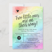 Twins Rainbow-Baby shower, geneutrale Kaart (Voorkant)