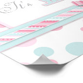 TWINS Retro Pink Aqua Stippen Baby shower Banner Poster (Hoek)