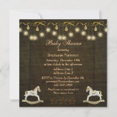 Twins Rocking Horses Neutral Kerstmis Baby shower Kaart (Achterkant)