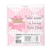 Twins roze Baby shower Snoep Bar-verloopventielen Notitieblok (Voorkant)