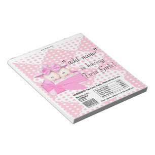 Twins roze Baby shower Snoep Bar-verloopventielen Notitieblok
