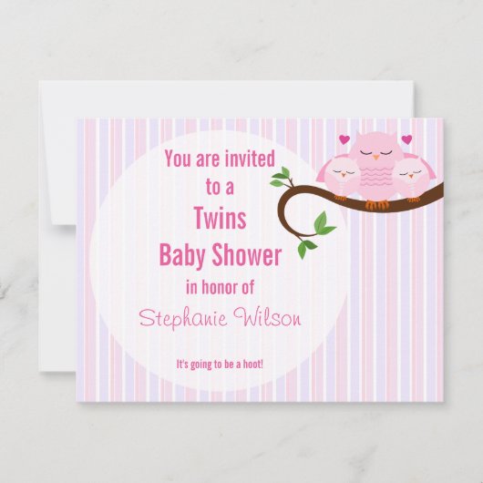 Twins roze bezit een hoofdje van een Baby shower Kaart (Voorkant)