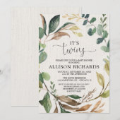 Twins rustiek baby shower genderneutraal herfst bl kaart (Voorkant / Achterkant)