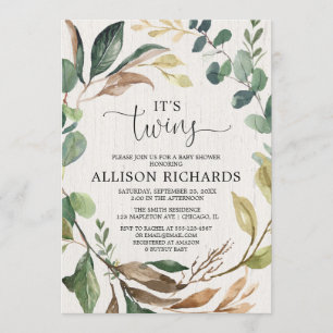 Twins rustiek baby shower genderneutraal herfst bl kaart