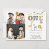 Twins Safari 1st Birthday Party, Multiple Photos Kaart (Voorkant)