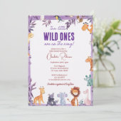 Twins Safari Baby shower Two Little Wild Ones Kaart (Staand voorkant)