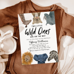 Twins Safari Baby shower Two Little Wild Ones Kaart