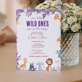 Twins Safari Baby shower Two Little Wild Ones Kaart