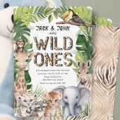 Twins Safari boy 1e verjaardag, Oerwoud Wild One Kaart