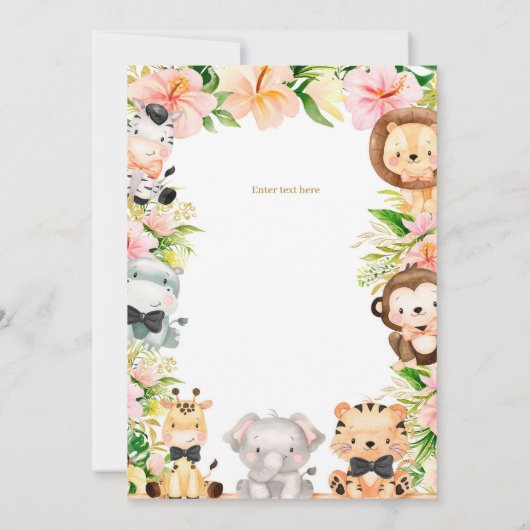 Twins Safari Verjaardag, Oerwoud WILD Ones Dieren Kaart (Achterkant)