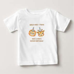 Twins Safari Verjaardag T-Shirt Set Wild One Times