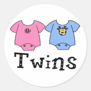 Twins Schattige Bodysuit 1 meisje & 1 jongen Ronde Sticker