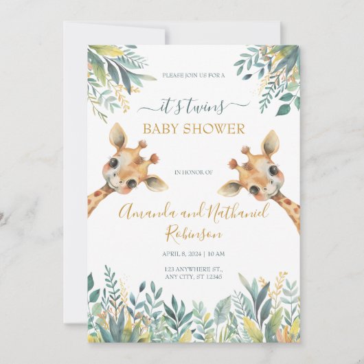 Twins Schattige Wilde Oerwoud Dieren Kaart (Voorkant)