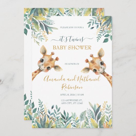 Twins Schattige Wilde Oerwoud Dieren Kaart (Voorkant / Achterkant)