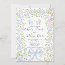 Twins shower, baby carriage shower invitation kaart