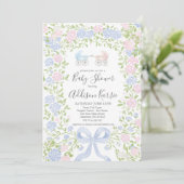 Twins shower, baby carriage shower invitation kaart (Staand voorkant)