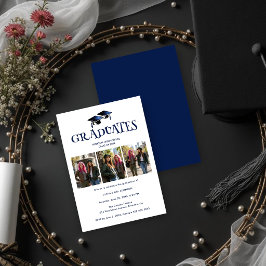 Twins Siblings Modern Dark Blue Grads Photo TMF26 Kaart