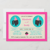 Twins Silhouette Birthday Invitation Kaart (Voorkant)