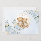 Twins Slapen Beren Moon Blue Floral Baby shower Save The Date (Achterkant)