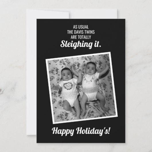 Twins Sleighing It Holiday Card Feestdagenkaart (Voorkant)