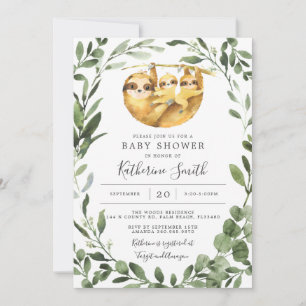 Twins Sloth Baby shower Invitation Kaart