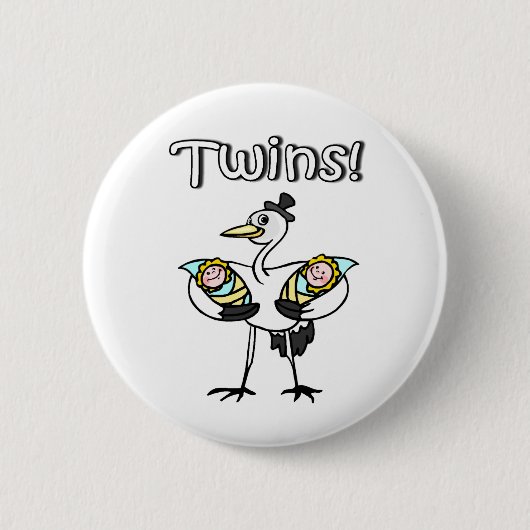 Twins (Stork) Ronde Button 5,7 Cm (Voorkant)