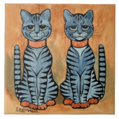 “Twins” Striped Cats by Louis Wain Tegeltje (Voorkant)