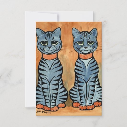 "Twins" Striped Cats door Louis Wain Bedankkaart (Voorkant)