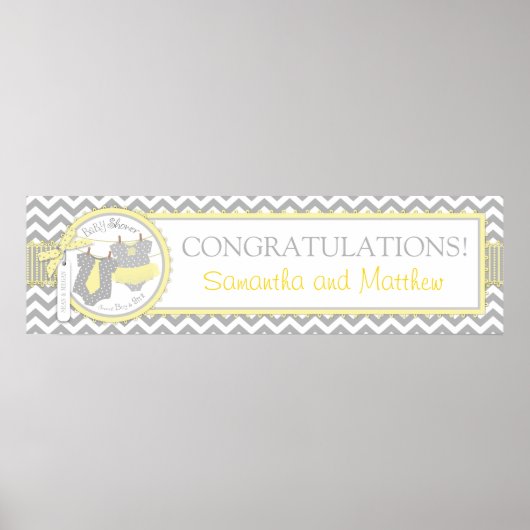 Twins Stropdas Tutu Chevron Baby shower Banner Poster (Voorkant)