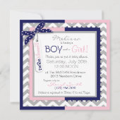 Twins Stropdas Tutu Chevron Baby shower Kaart (Achterkant)