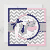 Twins Stropdas Tutu Chevron Baby shower Kaart (Voorkant)