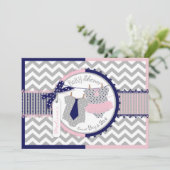 Twins Stropdas Tutu Chevron Baby shower Kaart (Staand voorkant)
