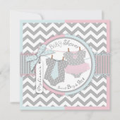 Twins Stropdas Tutu Chevron Baby shower Kaart (Voorkant)