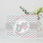 Twins Stropdas Tutu Chevron Baby shower Kaart (Staand voorkant)